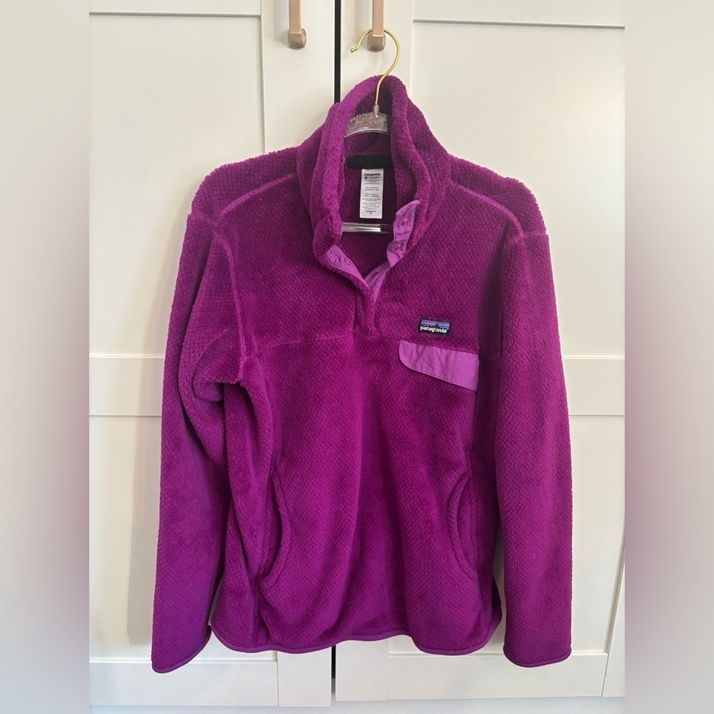 Patagonia Women's Bright Purple Snap Button Pullover Sweater Medium Cabincore